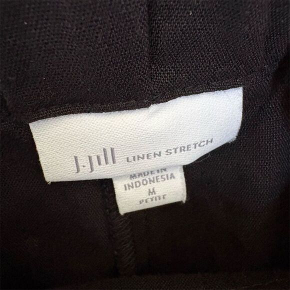 J. Jill M Petite linen blend Black Dress Cropped Pants Casual Button Cuff Detail - Picture 4 of 7